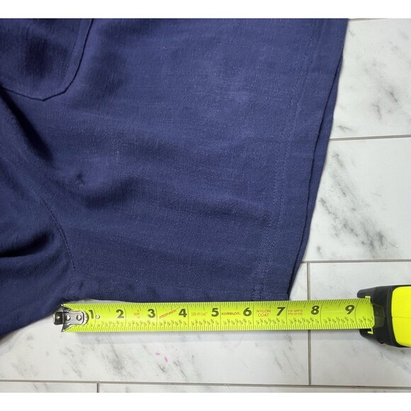 Soft Surroundings Summer Breeze Linen Blend Belted Shorts Navy NWT Large Beach - Picture 10 of 12